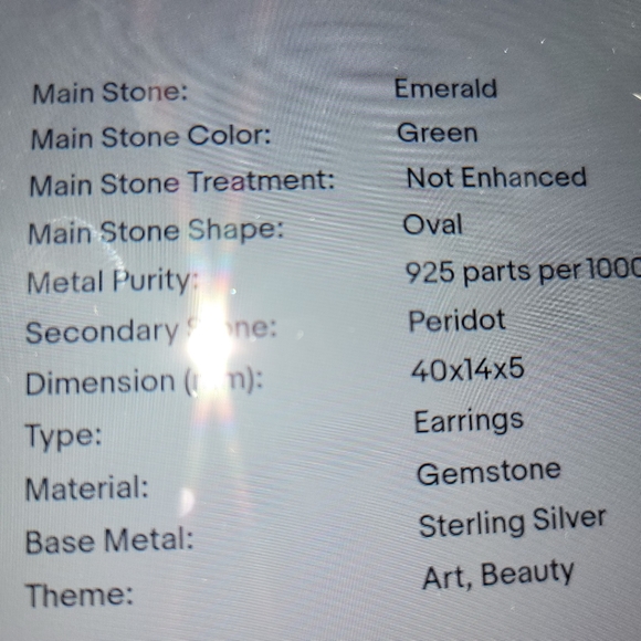 Authentic Raw Emeralds Fine 925 Sterling silver Earrings - Picture 5 of 5